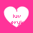 Four white heart-shaped icons on a bright pink background, each containing the text 'i luv eryk' in pink pixelated font.