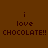 Brown background with pixelated text 'i love CHOCOLATE!!' in dark brown, featuring green rectangular highlights on different parts of the text across frames.