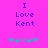 Pixelated text 'I Love Kent' in purple on bright pink background with two of cyan and gray flower icons below