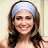 A 48x48 pixel buddy icon split into two frames showing a woman with long brown hair wearing a light blue headband on the left and green text reading "Original Icons .com" on a dark green background on the right.