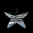 A silver star-shaped icon transitions through multiple distorted states against a black background, with visible pixelation and shifting outlines.