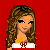 Pixel art contact sheet showing multiple frames of a cartoon woman in red and white striped crop top with 'W' logo, gray pants, and long brown hair against solid red background.