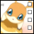Animated contact sheet showing two frames of a Digimon Patamon buddy icon with text elements on the right side.