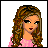 A 3x3 contact sheet of pixel art frames showing a blonde character in pink clothing with text elements, arranged chronologically to depict animation sequence.