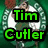 Green and white circular icon with a basketball player in a white jersey, featuring green text overlays reading "Tim Cutler," "#4 PG," and "Rec Celtics." The icon has a pixelated style with a green background.