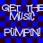 Blue and dark brown checkered background with white text reading "GET THE Music" and "PUMPIN!" in a repeating pattern.