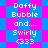 Pixelated text 'Daffy Bubble and... Swirly <333' on a blue-pink checkered background with visible animation changes.