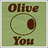 Pixelated green square icon with brown text 'Olive' at top and 'You' at bottom, featuring a circular outline containing a solid oval shape.