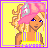 Pixel art contact sheet showing four frames of a sports-themed animated buddy icon with a female character in tennis attire.