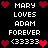 Pixelated text and heart symbols arranged in a on black background, with red hearts surrounding white pixelated words "MARY LOVES ADAM FOREVER" and repeated <3333> emoticons