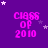 Purple background with repeated pink 'CLASS OF 2010' text and scattered white stars in a