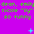 Green text on purple background with blue pixelated symbols changing across frames.