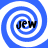 Four identical blue and white spiral patterns arranged in a , each containing the text "jew" in black pixelated font