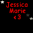 Red text 'Jessica Marie' with a heart symbol below, surrounded by white and gray stars on black background.