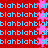 Red background with repeating light blue text "blahblahblah" and vertical pink star patterns. Animated stars shift position across frames.