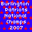 Blue background with red stars and repeated white text reading "Burlington Patriots National Champs 2007" in a pattern