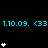 Animated sequence of white star icons and cyan text '1.10.09. <33' on black background, with varying star counts per frame.