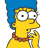Animated contact sheet showing multiple frames of a Simpsons Movie-themed buddy icon featuring Marge Simpson and the movie title logo with pink donut letters.