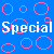 A 5x5 contact sheet of animated frames showing a repeating pattern of the word 'Special' over colorful backgrounds with circular outlines in various colors.