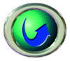 Circular green icon with metallic border showing blue arrow turning into red arrow