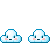 Pixel art cloud character with pink cheeks and closed eyes, transitioning through rainbow arc phases from partial to full arch.