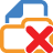 Blue folder outline with orange border and red X symbol on gray background