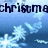 Blue background with white snowflakes and partial text reading 'christma time is here' in dark blue pixelated font.