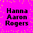 Static image with bright pink background and yellow pixelated dots, displaying four identical text blocks reading "Hanna Aaron Rogers" in bold black font.
