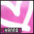 four and three shows a pink background with white heart shapes, each containing the text 'SHANNON' in black boxes