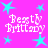 A static image with a bright pink background featuring repeated text and star symbols.