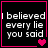 Four identical black square with pink borders display white text 'I believed every lie you said' and a heart symbol that changes from single to double to two hearts