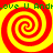 Four identical red and yellow spiral patterns arranged in a with green text reading "love U And" repeated across the top and bottom edges