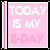 A 4x4 contact sheet of animated frames showing a pink-themed birthday icon with text variations and
