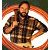 A pixelated animated contact sheet showing a man in camouflage holding an axe on the left frame and green text reading "Original Icons .com" on the right frame against a dark background.