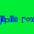 Blue pixelated text repeats across a green gradient background with a central cyan glow, showing slight vertical alignment shifts between frames.