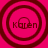 Four circular red concentric rings on a bright pink background, each containing the text 'Karen' in dark red.