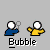 Animated sequence of two pixelated figures with white heads, one in blue shirt holding a bubble wand and the other in yellow shirt performing actions like waving or glowing.