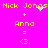 Pixelated yellow text on bright pink background shows 'Nick Jonas + Anna = G.' with animated white sparkles above 'Nick Jonas' and between