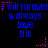 Blue pixelated text on black background reads 'I will forever & always love Eric' with pink star-like symbols, repeated in two