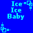 Pixelated blue background with repeated 'Ice Ice Baby' text and small square-dot patterns in cyan.
