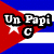 Pixelated Cuban flag background with white star and black text variations reading "Un Papi" followed by different suffixes.