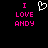 Pixelated text and heart symbol on black background with pink and white elements.