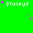 Green background with repeated 'StaceyY' text and scattered pink/purple stars in a pattern