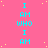 A static image with a pink background and scattered yellow dots, displaying repeated cyan text in four vertical