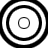 Four black-and-white concentric circle patterns arranged in a , each with varying ring thicknesses and central dot sizes