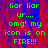 Green pixelated text on a red and blue gradient background with a gray on the right