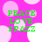 A static image with a bright pink background featuring light pink and white circular shapes, displaying green text reading PEACE LOVE SPAZZ in three lines.