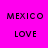 Pixelated text 'MEXICO' and 'LOVE' on bright pink background with purple horizontal bars shifting position across frames.