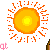 Pixel art contact sheet showing multiple frames of a beach-themed animated buddy icon with sun, woman in bikini, and text elements.