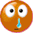 Four circular brown icons with white eyes, black pupils, and blue teardrops; two icons show directional arrows in eyes while others show straight pupils.